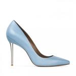 фото CORSOCOMO Кожаные туфли-лодочки небесно-голубого цвета на металлическом каблуке