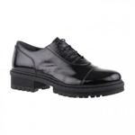 фото LORIBLU Черные модные туфли из кожи на шнуровке и утолщенной подошве от бренда Loriblu