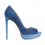 фото CORSOCOMO Замшевые туфли небесно-голубого цвета с цветочным орнаментом