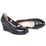 фото Пакеты mail! Кожаные туфли клинья обувь женская обувь кожа черные мокасины с OL в профессиональной женской обуви