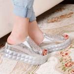 фото 2015 новый летний корейский досуг платформы увеличивается в высокий склон тапочки сандалии женщин малые Тапочки