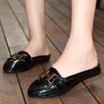 фото 2015 летом новый стиль плоские Тапочки в Баотоу металлической пряжкой европейской моды Джокер женщин обуви размер скидок по электронной почте