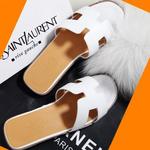 фото Европа 2014 новый h Тапочки, мягкие кожаные сандалии летом плоское дно со словом женщин Тапочки