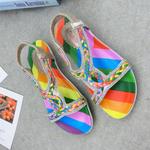 фото 2015 летние новые сплетенные женские ремни камуфляж цвета соответствия радуги красочные плоские сандалии случайные плюс размер женской обуви