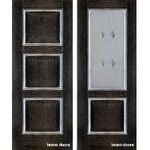фото Двери шпон элит Триест черный абрикос с серебром