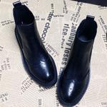 фото Челси осень/зима сапоги женщин Проколотые выгравированным новые эластичные ботинки кожаные плоские сапоги Сапоги Мартин Великобритании Ветер ню