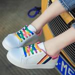 фото 2016 Летние Туфли повседневные кроссовки в корейской версии Rainbow сапоги женщин дышащий маленькие белые туфли обувь с студентами волны обувь