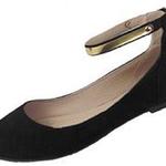фото Shoes 18 Womens Microsuede Ballet Flat Shoes W/ Metallic Ankle Strap