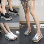 фото К 2015 году Корейская версия толстой подошве платформа обувь блесток лентяю дышащей сетки Lok Fu Ботинки соломы fisherman обувь для отдыха обувь волна