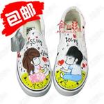 фото Ручная роспись холст обуви была одета резинкой ленивый обуви любителей обуви корейской версии ручной росписью обувь / сердце