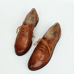 фото Коричневый Винтаж обувь плоские ботинки кружева обувь Великобритании ветра барокко резные кожаные туфли Оксфорд кожаные ткани торговли