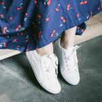 фото Весна/лето 2014 года японский сплошной цвет удобные случайные женщины плоские туфли белый холст обувь