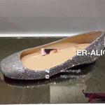 фото Хрусталь обувь CL 2015 новый ALU плоской квадратной головой балетные туфли с стразами обувь Обувь свет помады перец