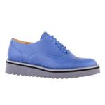 фото NURSACE Яркие синие кожаные туфли на шнурках с серой подошвой от бренда NURSACE