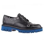 фото NURSACE Черные кожаные туфли на шнурках с синей подошвой от бренда NURSACE