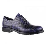 фото FABI Черно-синие кожаные туфли на шнуровке с текстурой под рептилию от бренда Fabi