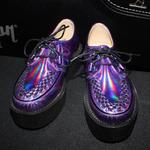 фото Новый лазерный оптический элемент платформы обувь Фиолетовый лакированная кожа плюс размер мужчин и женщин Harajuku любителей обувь