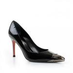 фото BALDININI Черные лакированные туфли-лодочки с металлической вставкой от Baldinini