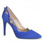 фото LORIBLU Ярко-синие замшевые туфли с золотистой цепочкой от Loriblu