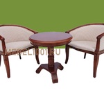 фото Чайная группа А-10. Чайное кресло из дерева (2шт) и круглый столик. В гостиную, спальню, холл, кухню