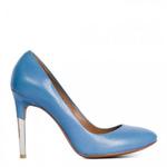 фото CORSOCOMO Туфли из кожи голубого цвета на металлическом каблуке