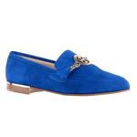 фото RENZI Замшевые туфли яркого синего цвета с пряжкой на венском каблучке от бренда Renzi