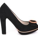 фото Norma J. Baker Итальянские замшевые стильные туфли Norma J. Baker черного цвета на широком каблуке