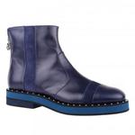 фото FABI Качественные синие ботинки из кожи с каблучком от бренда FABI