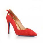 фото LORIBLU Замшевые красные туфли-лодочки на высокой шпильке от бренда Loriblu