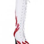 фото Electric Lingerie Shoes сапоги, белые, С красными языками пламени - Размер 35