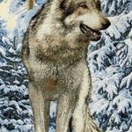 фото Гобелен "Волк зимой" 40х80см