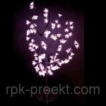 фото Вишневый куст 96 светодиодов розовый
