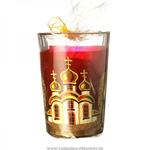 фото Подсвечник стакан со свечой декоративный 250гр церковь бордо 250 гр.
