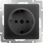 фото Розетка с заземлением и шторками (черный матовый) WL08-SKGS-01-IP44|a029863 WERKEL