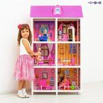 Фото №2 3-этажный кукольный дом с 6 комнатами, мебелью и 3 куклами в наборе (PPCD116-06)