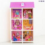 Фото №3 3-этажный кукольный дом с 6 комнатами, мебелью и 3 куклами в наборе (PPCD116-06)