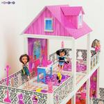 Фото №8 3-этажный кукольный дом с 7 комнатами, мебелью и 3 куклами в наборе (PPCD116-08)