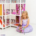 Фото №6 3-этажный кукольный дом (угловой) с 6 комнатами, мебелью, 3 куклами и велосипедом в наборе (PPCD116-07)