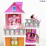 Фото №3 3-этажный кукольный дом (угловой) с 6 комнатами, мебелью, 3 куклами и велосипедом в наборе (PPCD116-07)