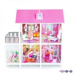 Фото №2 2-этажный кукольный дом с 4 комнатами, мебелью, 3 куклами и велосипедом в наборе (PPCD116-02)