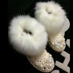 фото Фокс пост DIY день рука шипованных жемчужно-белый плоское дно трубки девушки ботинки снега сапоги