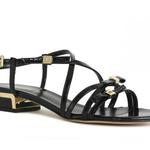 фото BALDININI Лакированные черные сандалии с золотистым декором от Baldinini