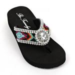 фото Colorful Aztec Navajo Print Rhinestone Bling Wedge Flip Flop Sandals Shoes