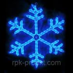фото Снежинка из дюралайта синяя с белыми мерцающими светодиодами