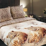 фото Комплект постельного белья "Леопарды", поплин.
