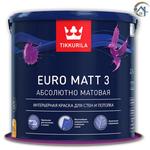 фото Краска Tikkurila Euro Matt 3 A для стен и потолков, 2,7 л.