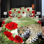 фото Постельное белье «Гепард в розах», сатин 2-сп, евро простыня