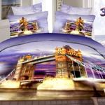 фото Постельное белье комплект "Тауэрский мост" сатин 3D / 3Д евростандарт