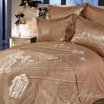 фото Комплект постельного белья Сатин однотонный "Кармелина" с вышивкой